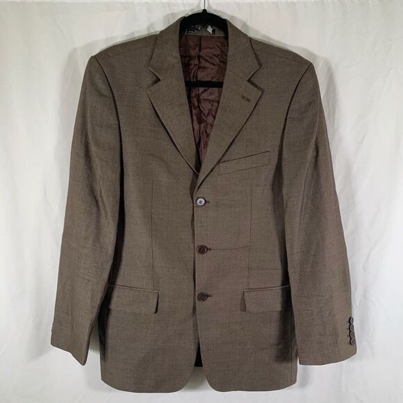 Zara Man Blazer Men's 38 Brown Wool Silk 3 Button Inside Pockets Office Formal